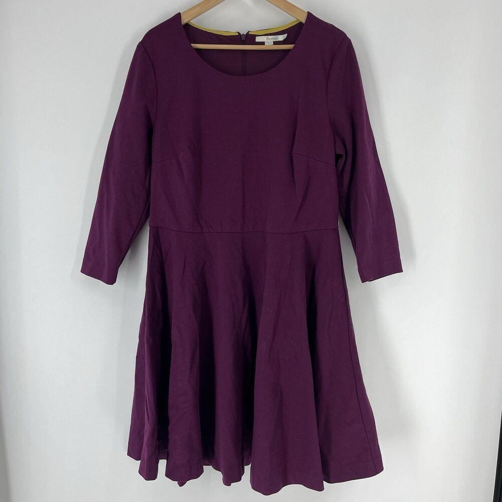 Boden Dress Size 16R Womens Berry Ponte Knit 3/4 Sleeve Classic Career Twirl - Picture 1 of 7